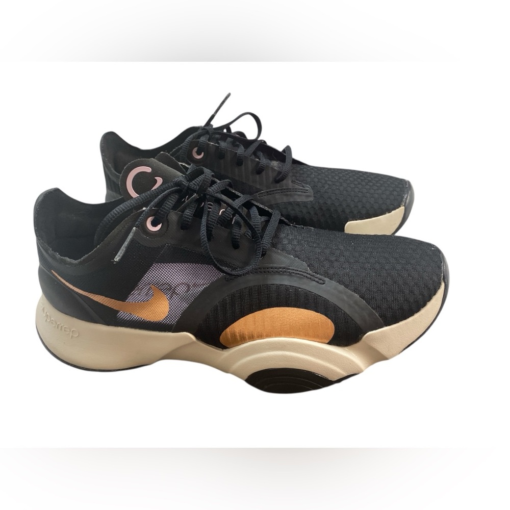 Nike superrep Black and Gold Athletic Shoes with Cushioned Design